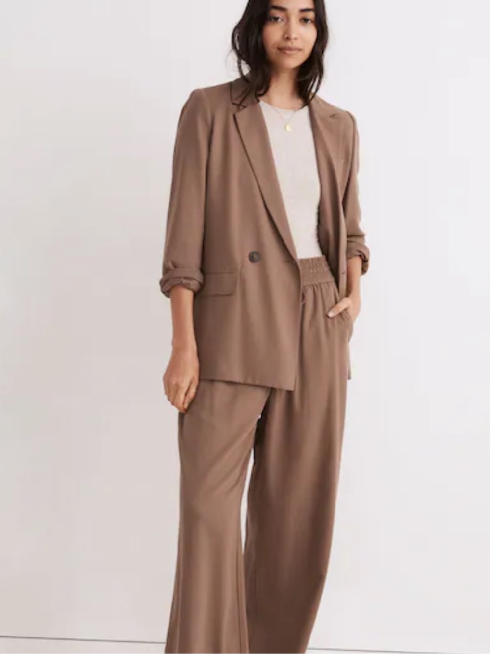 Madewell Drapeweave Caldwell Double-Breasted Blazer Brown Size Small